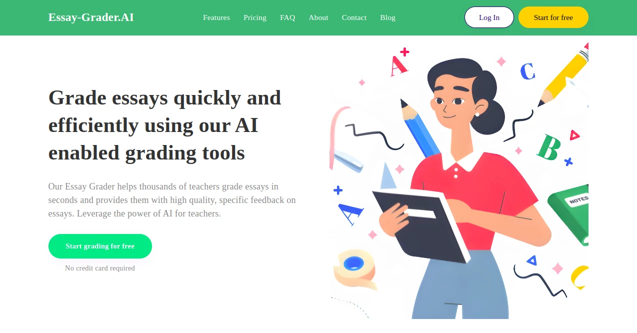 Screenshot of Essay Grader AI – An AI tool in the ,AI Summarizer ,AI Education Assistant ,AI Productivity Tools  category, showcasing its interface and key features.