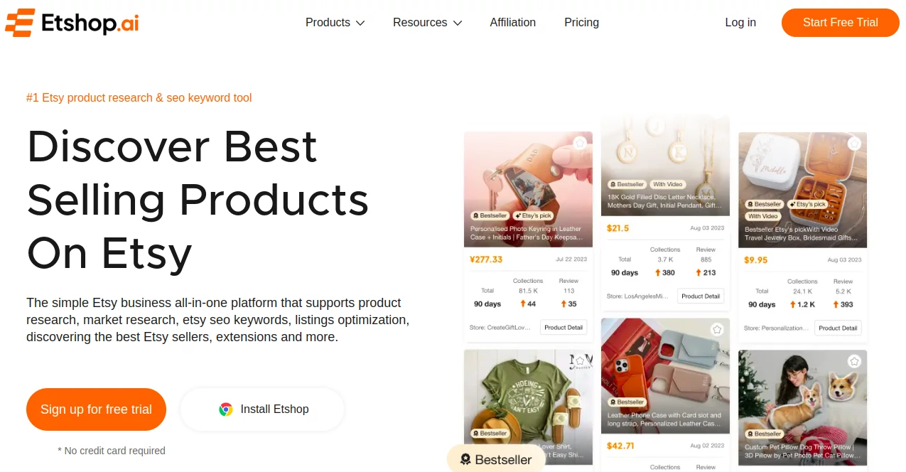 Screenshot of Etshop AI – An AI tool in the ,AI Product Description Generator ,AI Research Tool ,AI E-commerce Assistant ,AI SEO Assistant  category, showcasing its interface and key features.