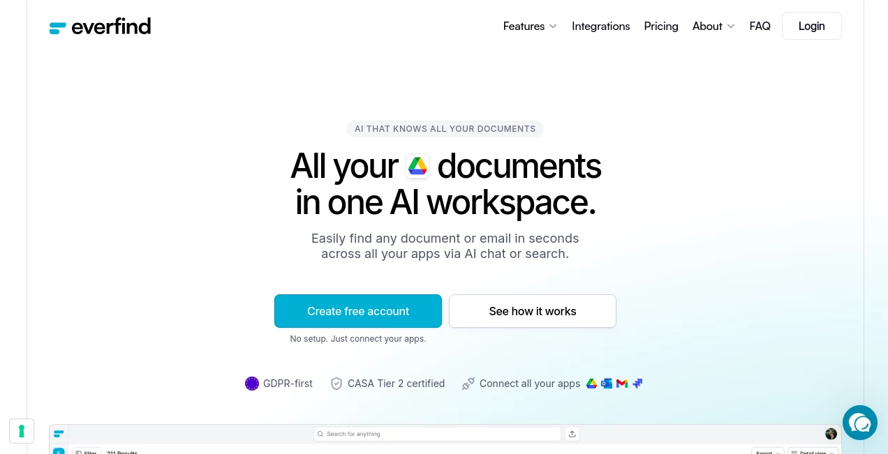 Screenshot of Everfind – An AI tool in the ,AI Search Engine ,AI Knowledge Base ,AI Productivity Tools ,AI Documents Assistant  category, showcasing its interface and key features.