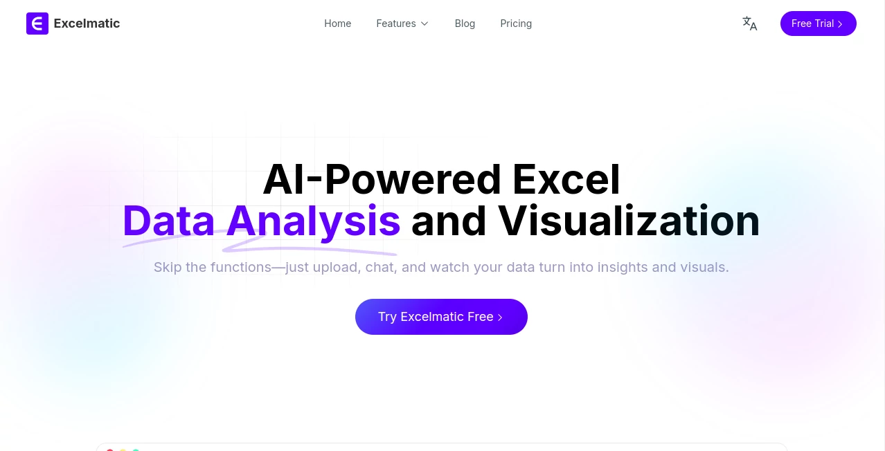 Screenshot of Excelmatic – An AI tool in the ,AI Data Mining ,AI Research Tool ,AI Spreadsheet ,AI Productivity Tools  category, showcasing its interface and key features.
