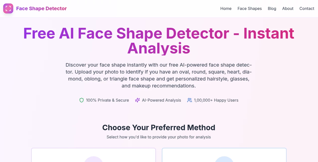 Screenshot of Face Shape Detector – An AI tool in the ,AI Fun Tools ,AI Image Recognition ,Photo & Image Editor ,AI Selfie & Portrait  category, showcasing its interface and key features.