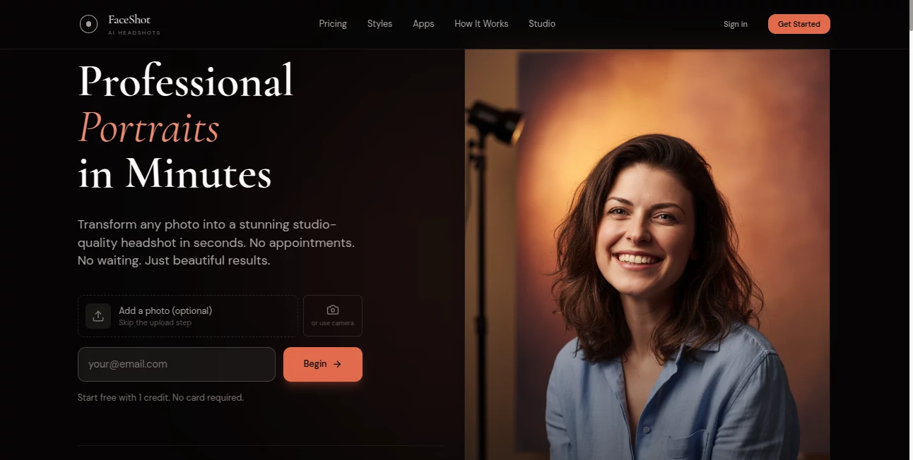 Screenshot of FaceShot AI – An AI tool in the ,Photo & Image Editor ,AI Profile Picture Generator ,AI Selfie & Portrait ,AI Design Generator  category, showcasing its interface and key features.