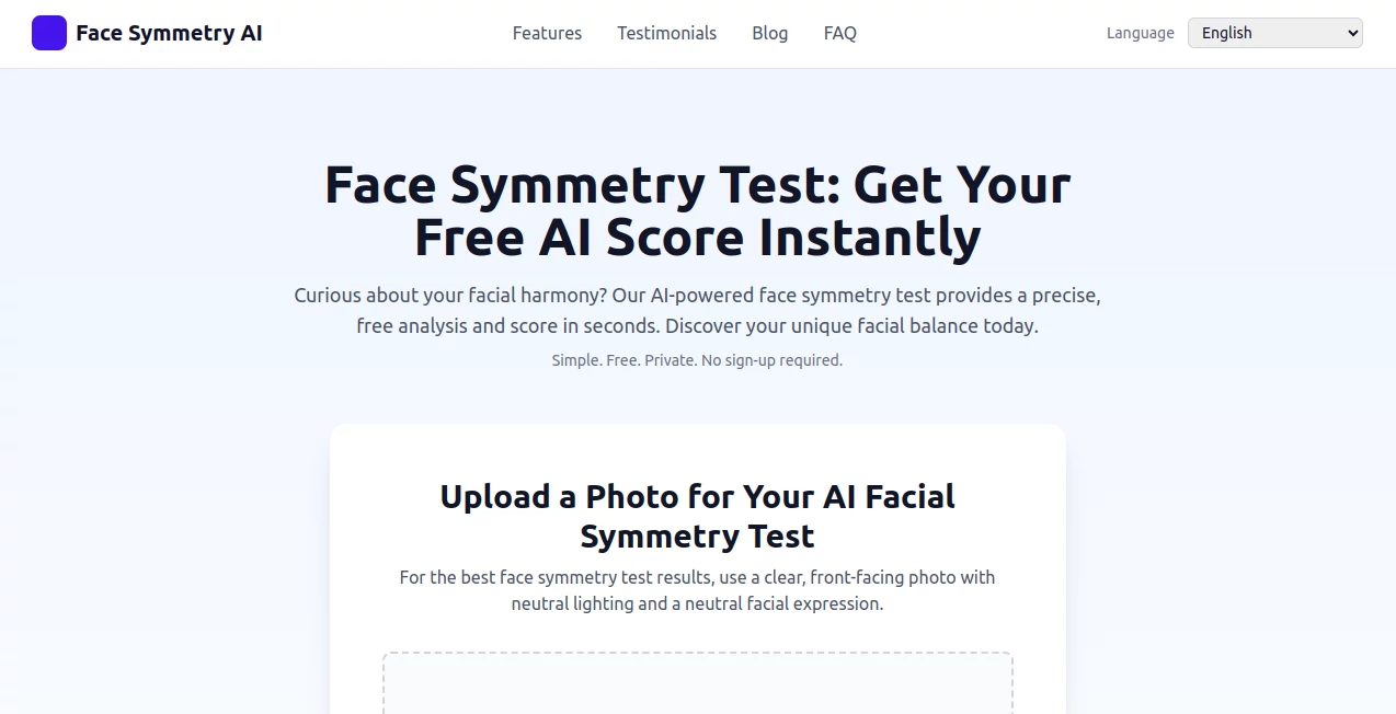 Screenshot of Face Symmetry AI – An AI tool in the ,Photo & Image Editor ,AI Selfie & Portrait ,AI Image Recognition ,AI Fun Tools  category, showcasing its interface and key features.
