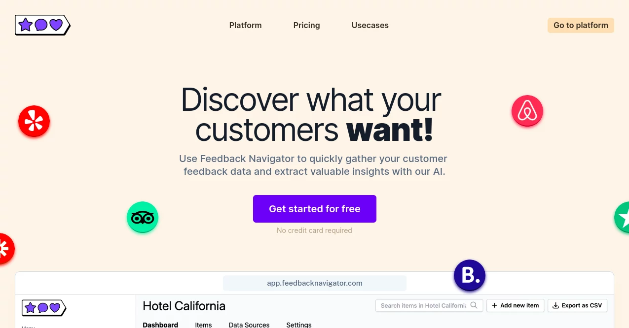 Screenshot of Feedback Navigator – An AI tool in the ,AI Research Tool ,AI Analytics Assistant ,AI Customer Service Assistant ,AI Reviews Assistant  category, showcasing its interface and key features.