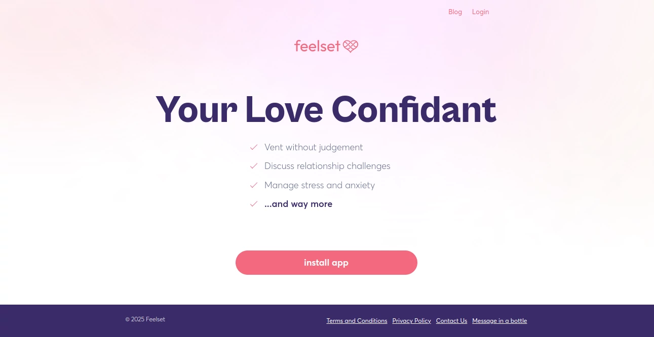 Screenshot of Feelset – An AI tool in the ,AI Life Assistant ,AI Fun Tools ,AI Mental Health ,AI Coaching  category, showcasing its interface and key features.