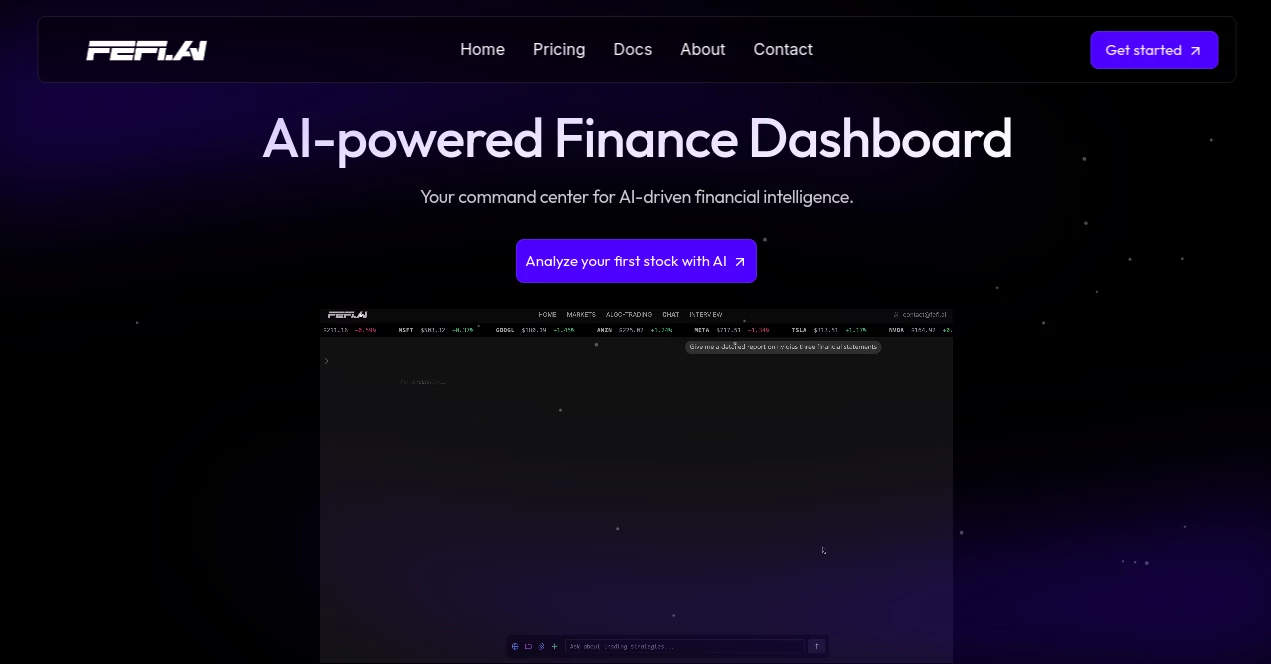 Screenshot of Fefi AI – An AI tool in the ,AI Accounting Assistant ,AI Consulting Assistant ,AI Investing Assistant  category, showcasing its interface and key features.