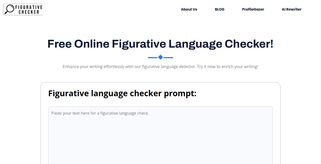 Screenshot of Figurative Checker – An AI tool in the ,AI Writing Assistants ,AI Checker Essay ,AI Grammar Checker ,AI Content Detector  category, showcasing its interface and key features.