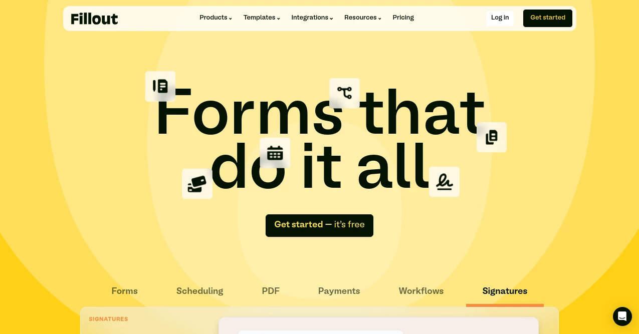 Screenshot of Fillout.com – An AI tool in the ,AI Lead Generation ,AI No-Code & Low-Code ,AI Quizzes ,AI Forms & Surveys  category, showcasing its interface and key features.