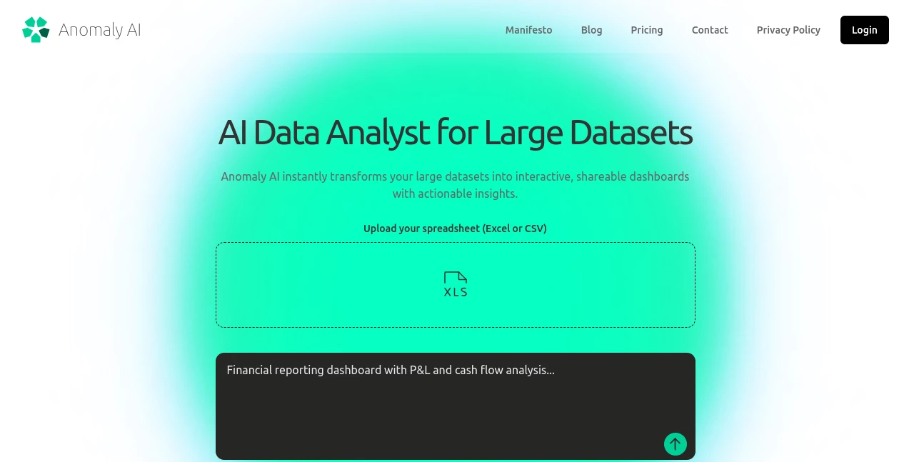 Screenshot of Anomaly AI – An AI tool in the ,AI Monitor & Report Builder ,AI Data Mining ,AI Research Tool ,AI Analytics Assistant  category, showcasing its interface and key features.
