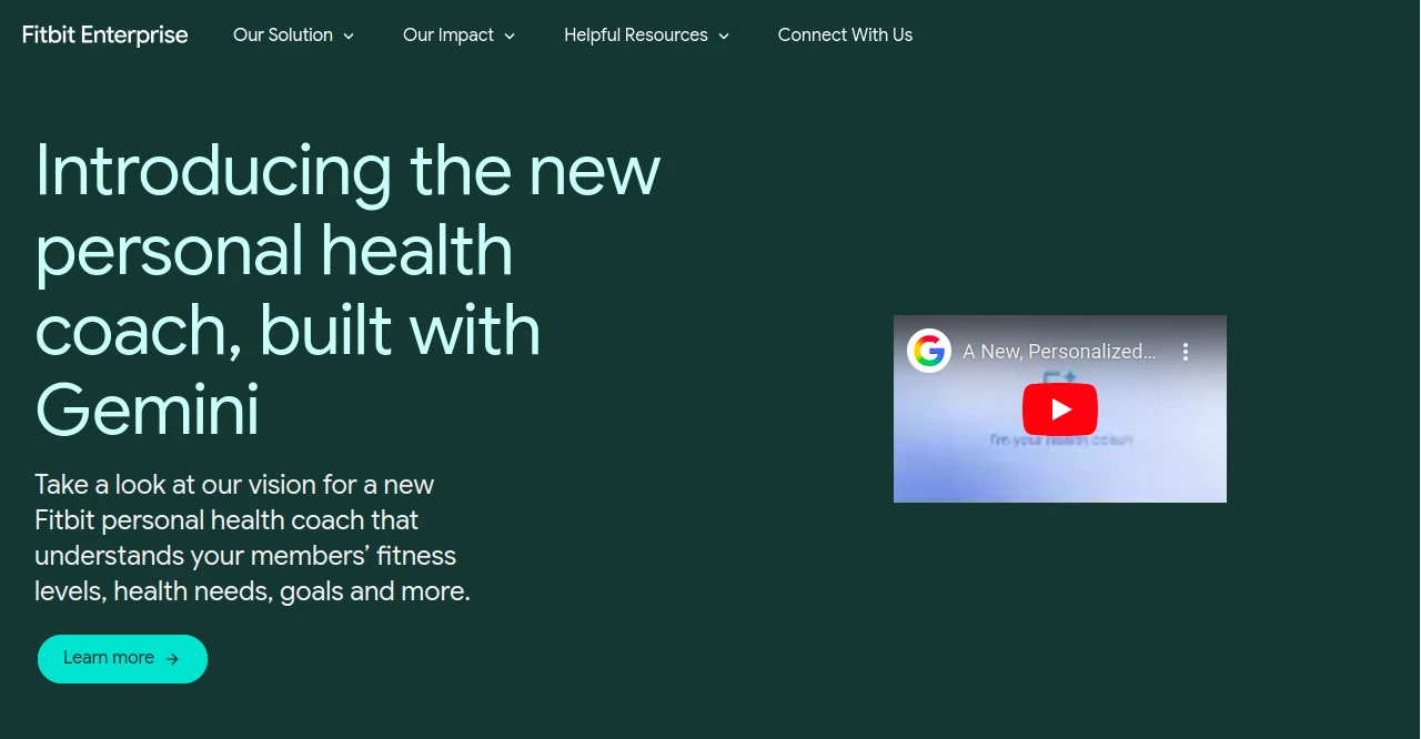 Screenshot of Fitbit Enterprise – An AI tool in the ,AI Fitness ,AI Mental Health ,AI Healthcare ,AI Coaching  category, showcasing its interface and key features.