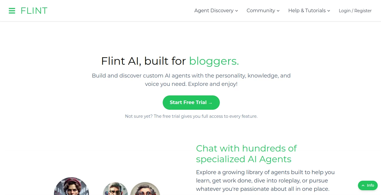 Screenshot of FLINT AI – An AI tool in the ,AI Productivity Tools ,AI Education Assistant ,AI Business Ideas Generator ,AI Chatbot  category, showcasing its interface and key features.