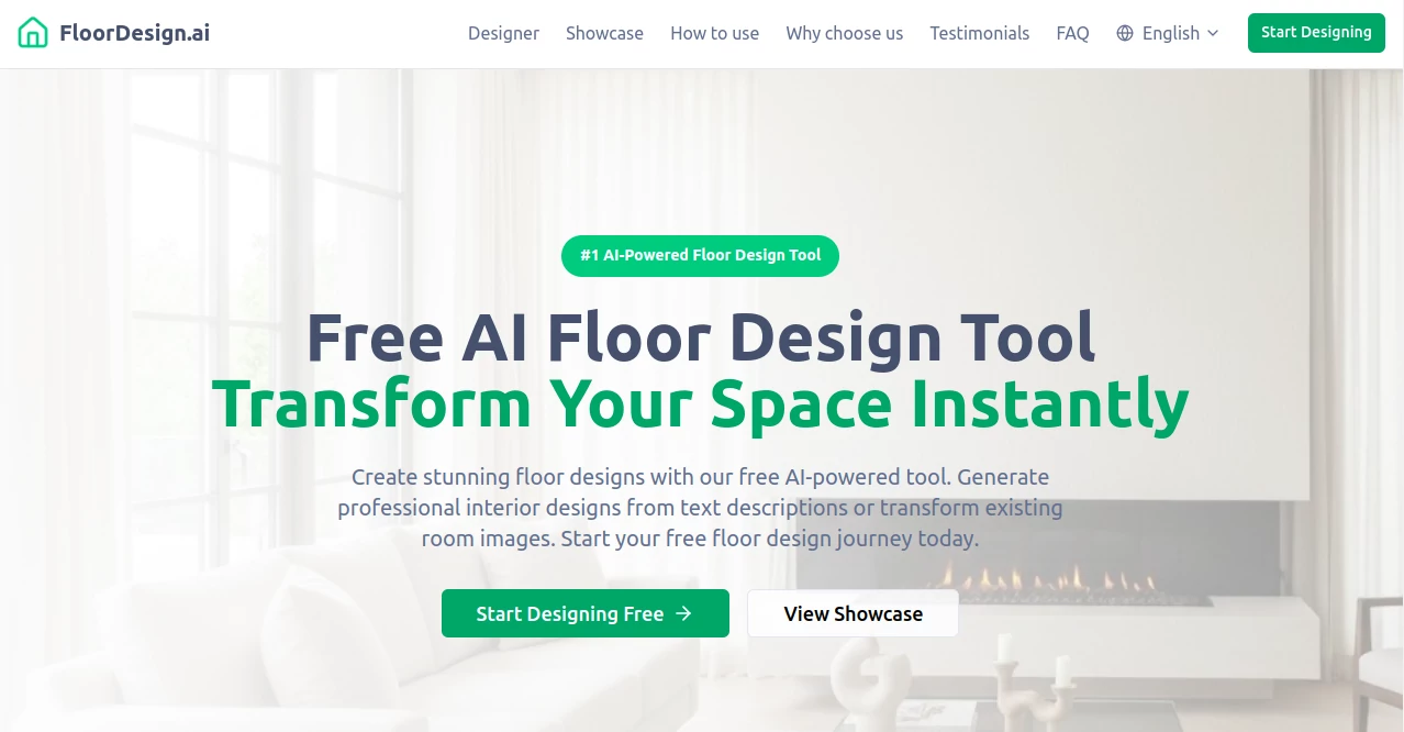 Screenshot of FloorDesign AI – An AI tool in the ,AI Photo & Image Generator ,AI Image to Image ,AI Design Generator ,AI Interior & Room Design  category, showcasing its interface and key features.