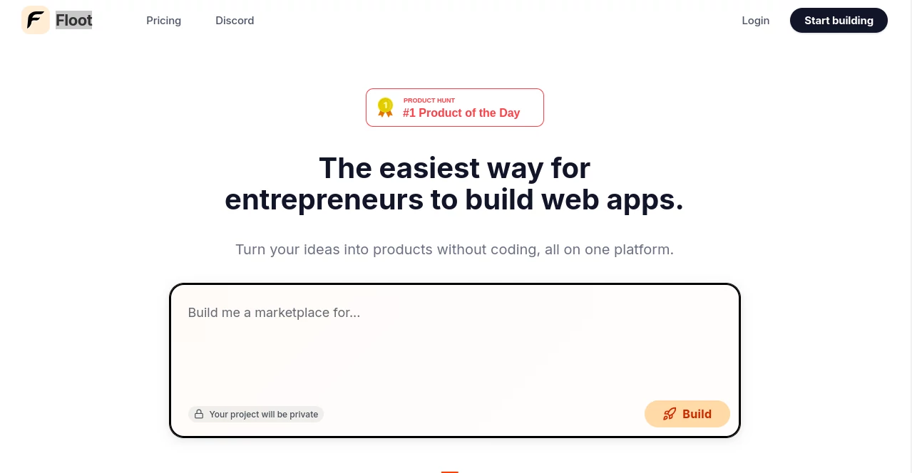 Screenshot of Floot – An AI tool in the ,AI Website Builder ,AI No-Code & Low-Code ,AI App Builder ,Code & IT ,Business  category, showcasing its interface and key features.