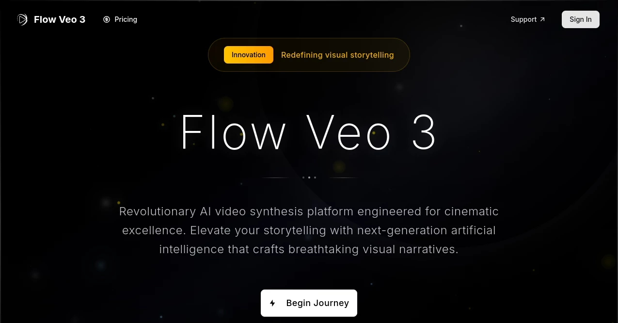 Screenshot of Flow Veo 3 – An AI tool in the ,AI Content Generator ,AI Video Generator ,AI Productivity Tools  category, showcasing its interface and key features.