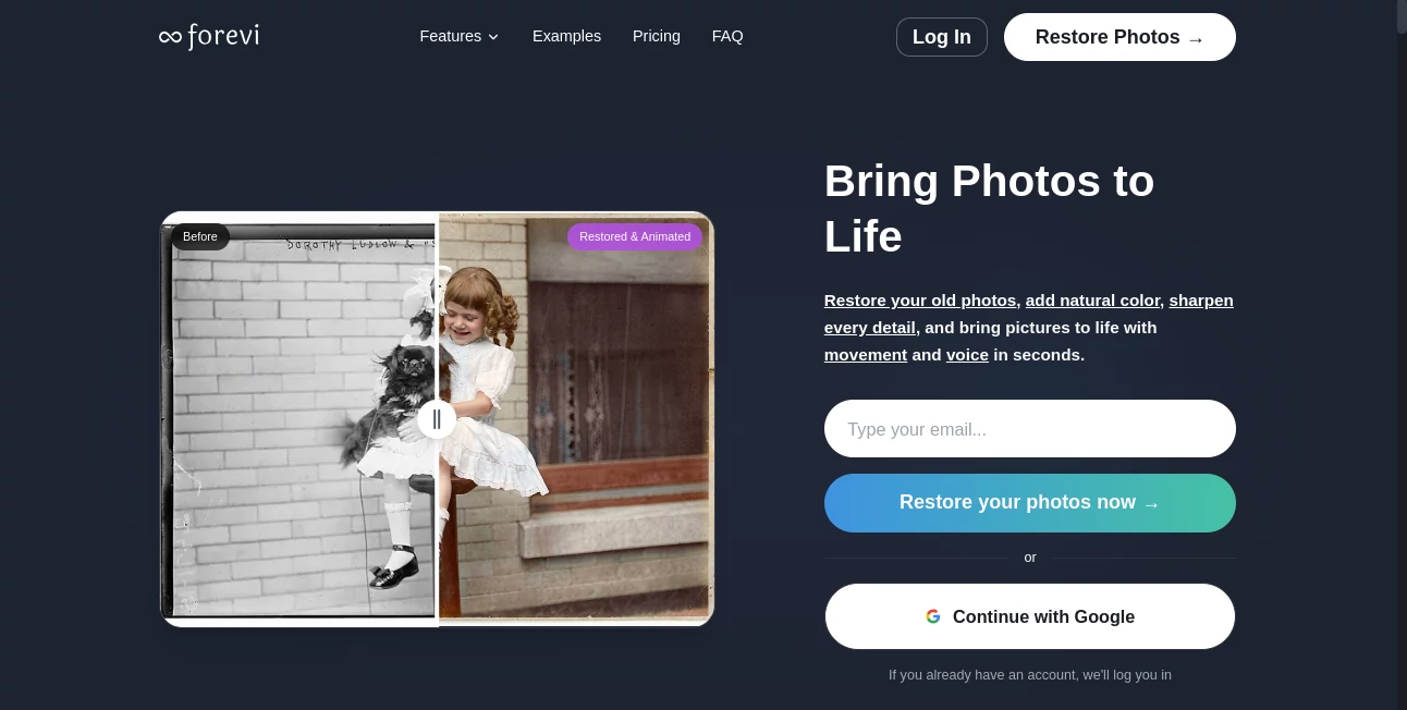 Screenshot of Forevi AI – An AI tool in the ,AI Photo & Image Generator ,Photo & Image Editor ,AI Animated Video ,AI Video Generator  category, showcasing its interface and key features.