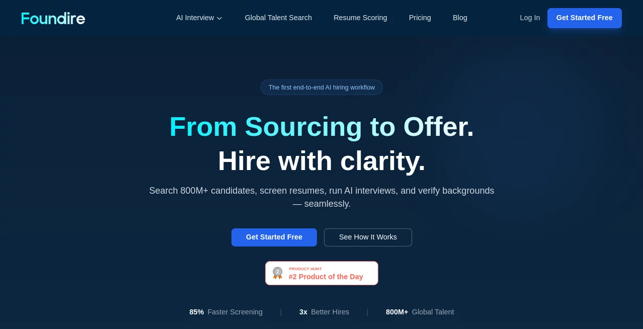 Screenshot of Foundire – An AI tool in the ,AI Life Assistant ,AI Interview Assistant ,AI Recruiting ,AI Productivity Tools  category, showcasing its interface and key features.
