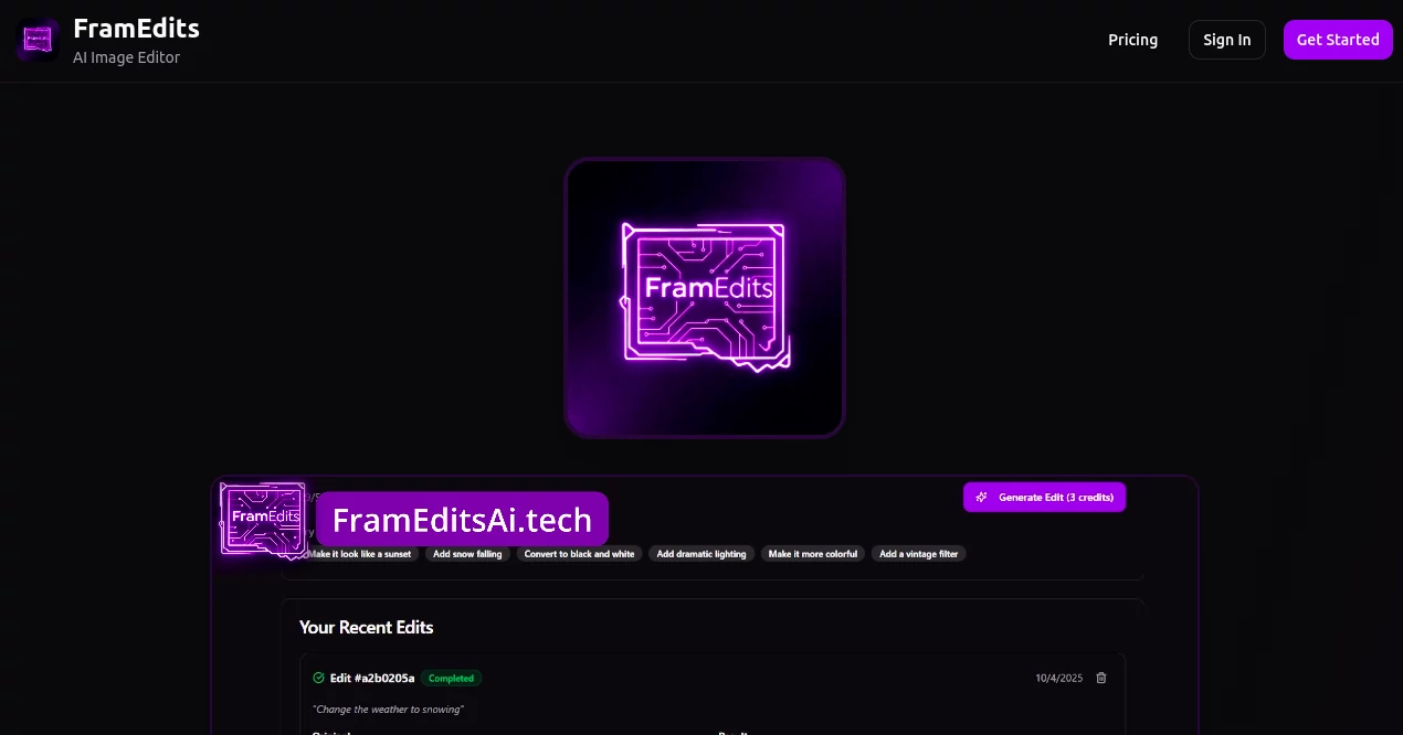 Screenshot of FramEdits – An AI tool in the ,AI Captions or Subtitle ,Photo & Image Editor ,AI Video Editor ,AI Video Enhancer ,AI Short Clips Generator  category, showcasing its interface and key features.