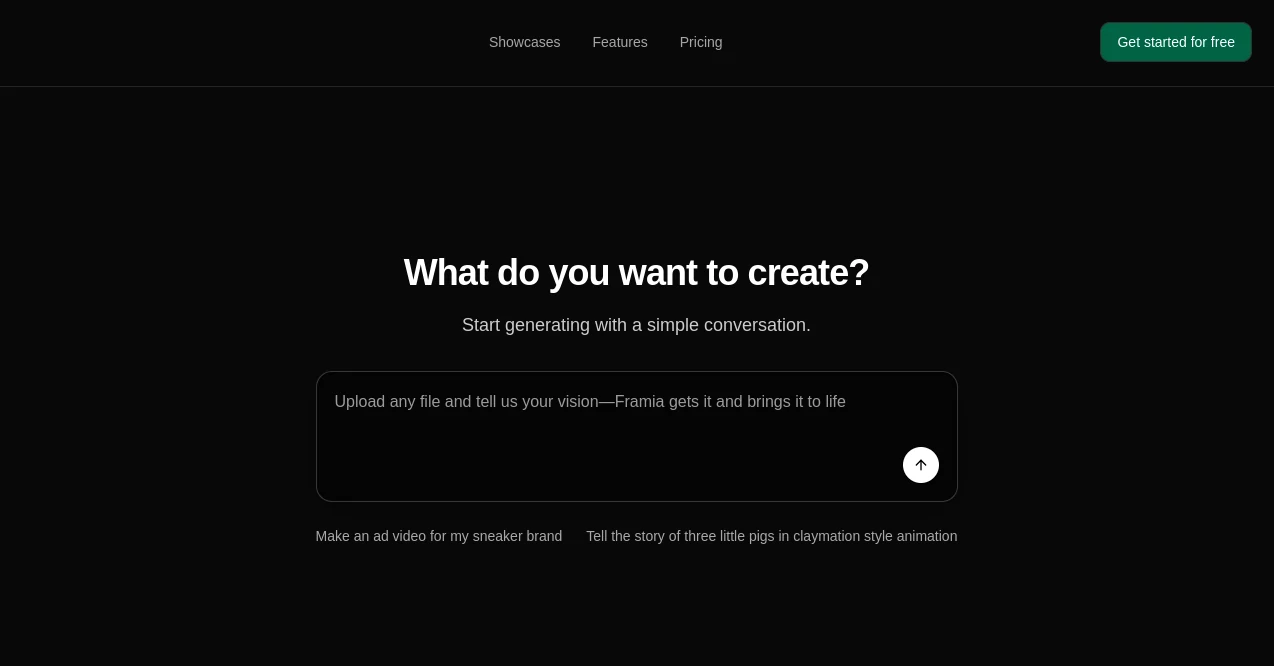 Screenshot of Framia – An AI tool in the ,AI Animated Video ,AI Video Editor ,AI Text to Video ,AI Video Generator  category, showcasing its interface and key features.