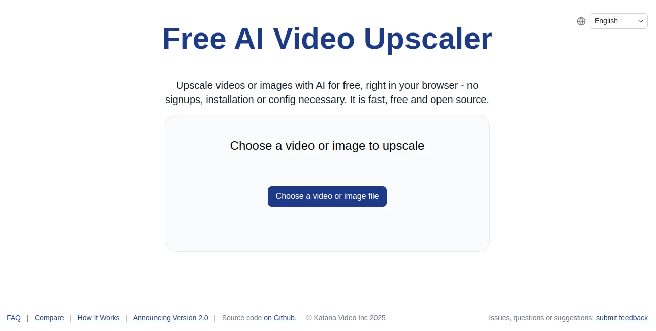 Screenshot of Free AI Video Upscaler – An AI tool in the ,Photo & Image Editor ,AI Photo Enhancer ,AI Video Editor ,AI Video Enhancer  category, showcasing its interface and key features.