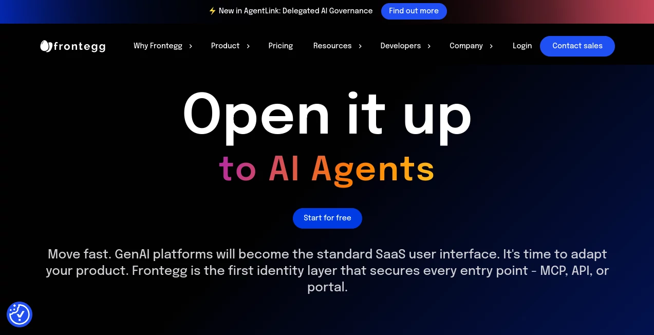 Screenshot of Frontegg – An AI tool in the ,AI API Design ,AI Developer Tools ,AI Team Collaboration ,AI Workflow Management  category, showcasing its interface and key features.