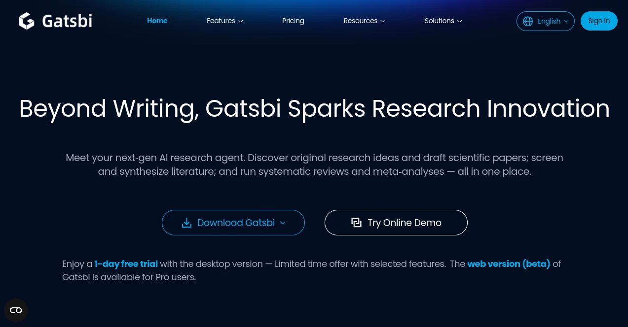 Screenshot of Gatsbi – An AI tool in the ,AI Report Writing ,AI Writing Assistants ,AI Content Generator ,AI Research Tool  category, showcasing its interface and key features.
