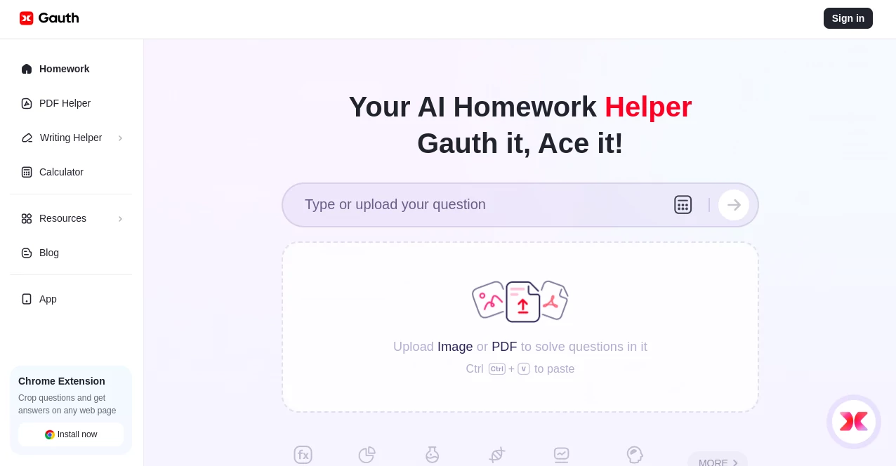 Screenshot of Gauth Math – An AI tool in the ,AI Homework Helper  category, showcasing its interface and key features.