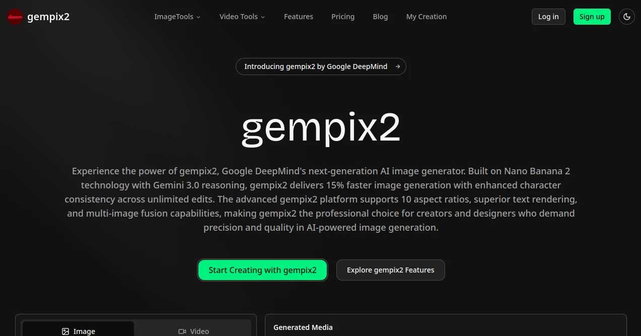 Screenshot of gempix2 – An AI tool in the ,AI Photo & Image Generator ,AI Character ,AI Art Generator ,AI Text to Image  category, showcasing its interface and key features.