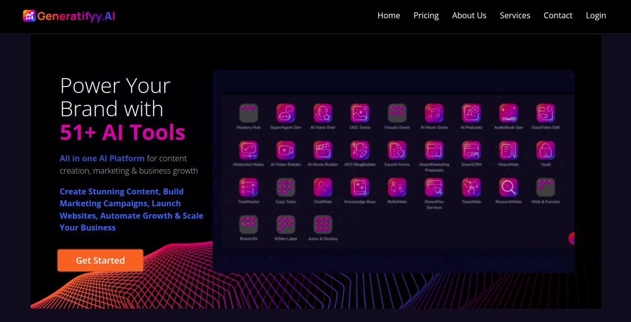Screenshot of Generatifyy.AI – An AI tool in the ,AI Copywriting ,AI Content Generator ,AI Video Generator ,AI Website Designer  category, showcasing its interface and key features.