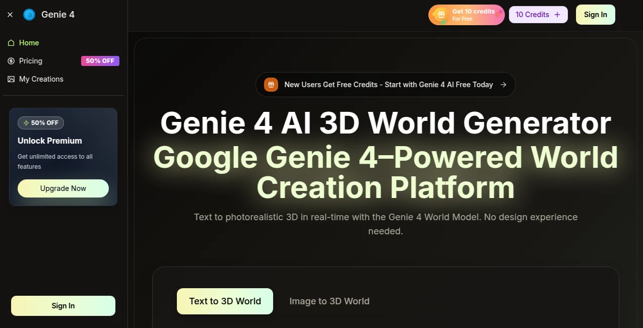 Screenshot of genie 4 – An AI tool in the ,AI General Writing ,AI Writing Assistants ,AI Creative Writing ,AI Content Generator  category, showcasing its interface and key features.