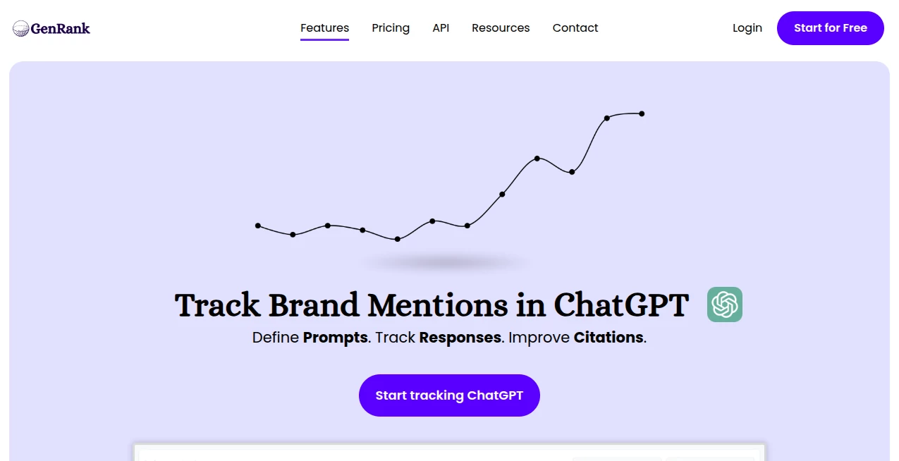 Screenshot of Genrank – An AI tool in the ,AI Research Tool ,AI Analytics Assistant ,AI SEO Assistant ,AI Marketing Plan Generator  category, showcasing its interface and key features.
