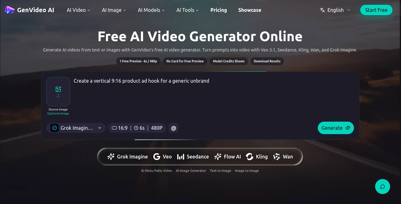 Screenshot of GenVideo AI – An AI tool in the ,AI Image to Video ,AI Video Generator ,AI Video Editor ,AI Text to Video  category, showcasing its interface and key features.