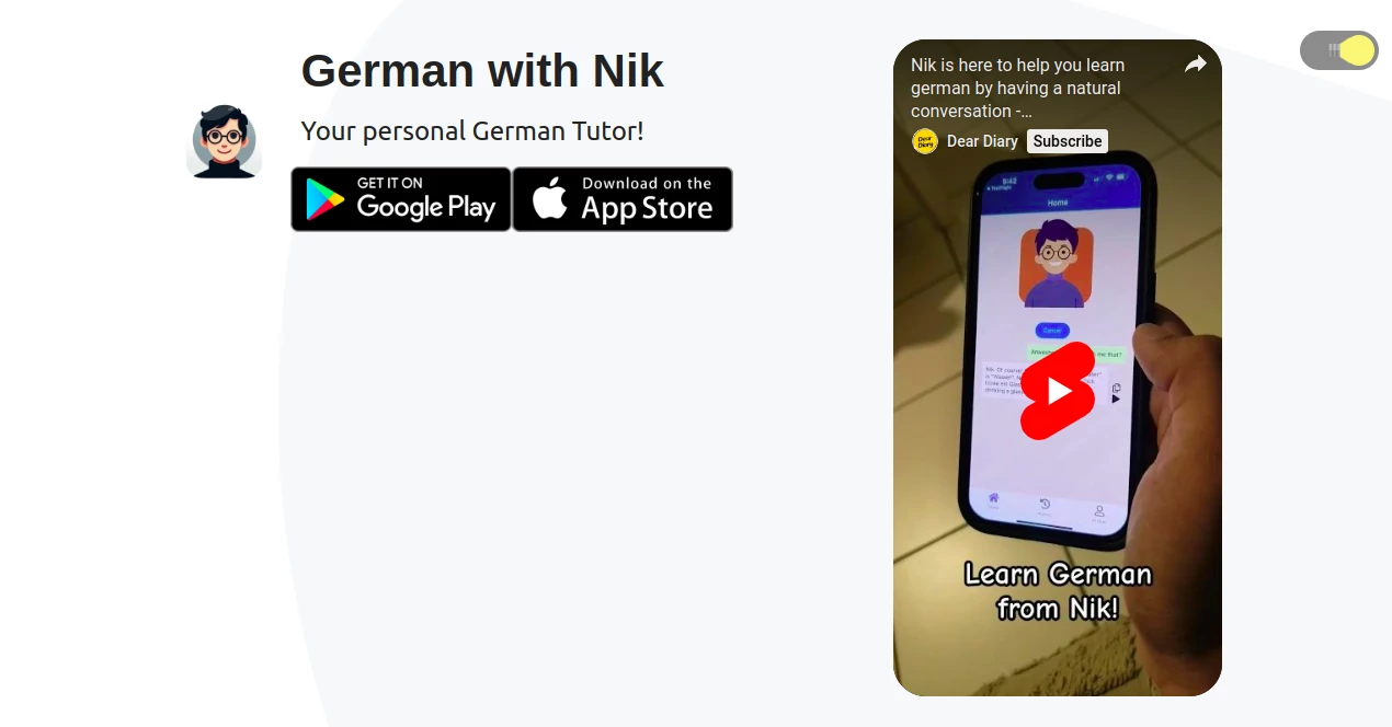 Screenshot of German with Nik – An AI tool in the ,AI Coaching ,AI Tutorial ,AI Education Assistant  category, showcasing its interface and key features.