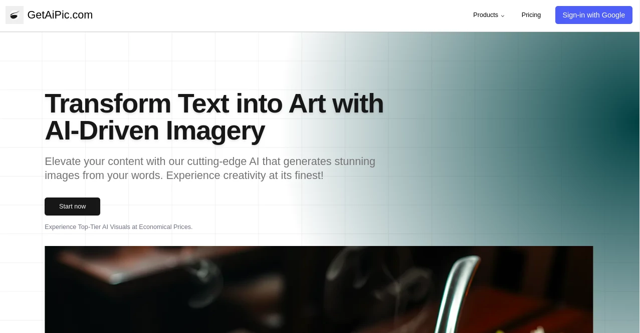 Screenshot of GetAiPic – An AI tool in the ,AI Text to Image ,AI Photo & Image Generator ,AI Art Generator ,AI Design Generator  category, showcasing its interface and key features.