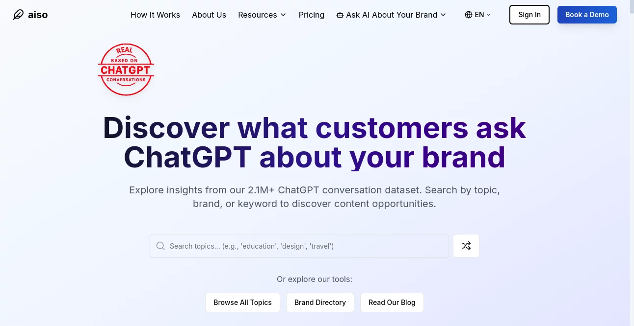 Screenshot of Aiso – An AI tool in the ,AI SEO Assistant ,AI Content Generator ,AI Research Tool ,AI Analytics Assistant  category, showcasing its interface and key features.