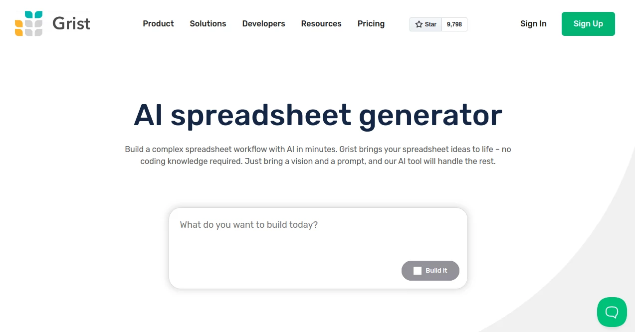 Screenshot of AI spreadsheet generator – An AI tool in the ,AI No-Code & Low-Code ,AI Data Mining ,AI Spreadsheet ,AI Productivity Tools  category, showcasing its interface and key features.