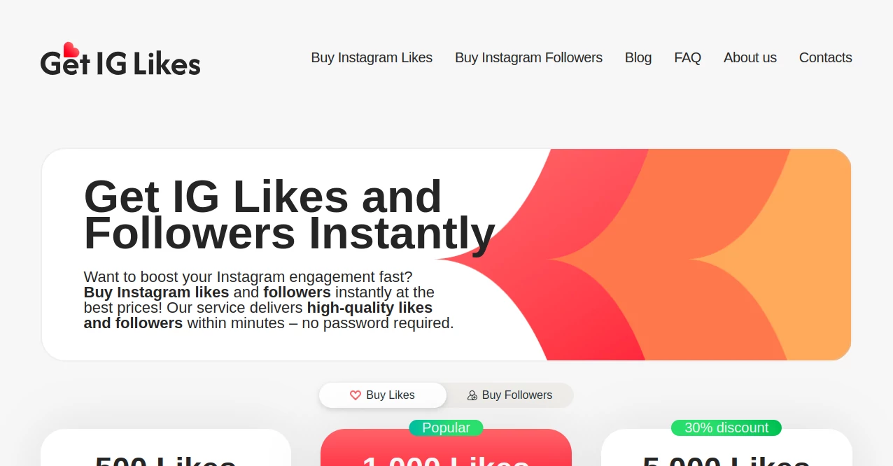 Screenshot of Get IG Likes – An AI tool in the ,AI Advertising Assistant ,AI Instagram Assistant ,AI Social Media Assistant ,AI Hashtag Assistant  category, showcasing its interface and key features.