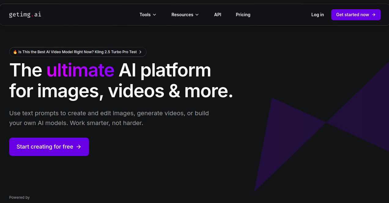 Screenshot of Getimg AI – An AI tool in the ,Photo & Image Editor ,AI Image to Image ,AI Art Generator ,AI Design Generator  category, showcasing its interface and key features.
