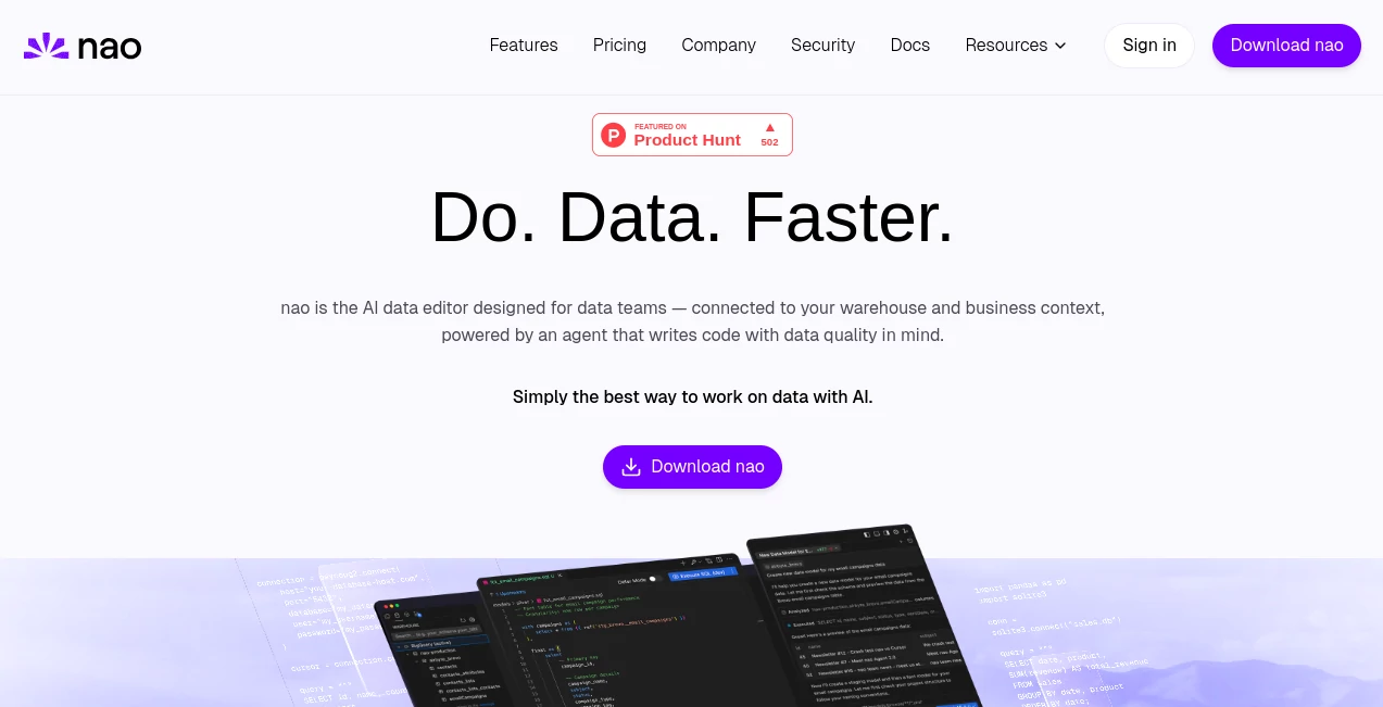 Screenshot of Nao Labs – An AI tool in the ,AI Code Assistant ,AI Data Mining ,AI Developer Tools ,AI Research Tool  category, showcasing its interface and key features.