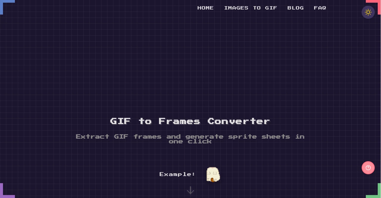 Screenshot of gif to frames – An AI tool in the ,AI GIF Generator  category, showcasing its interface and key features.