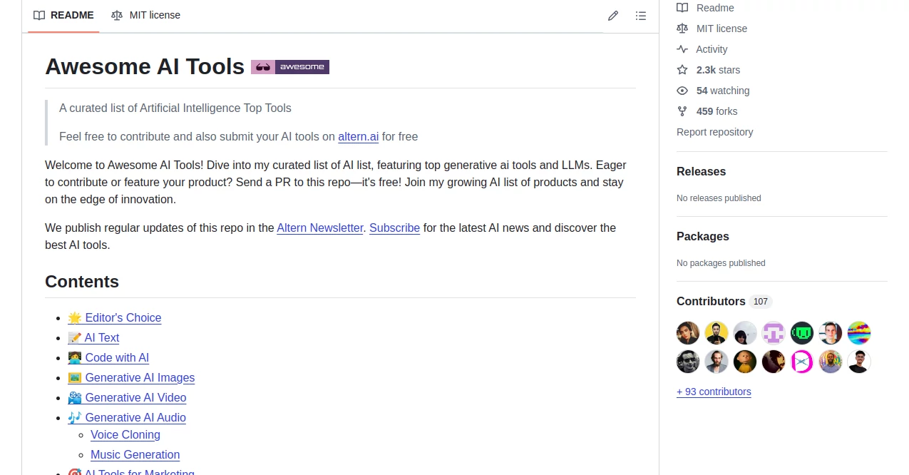 Screenshot of Awesome AI Tools – An AI tool in the ,AI Tools Directory  category, showcasing its interface and key features.