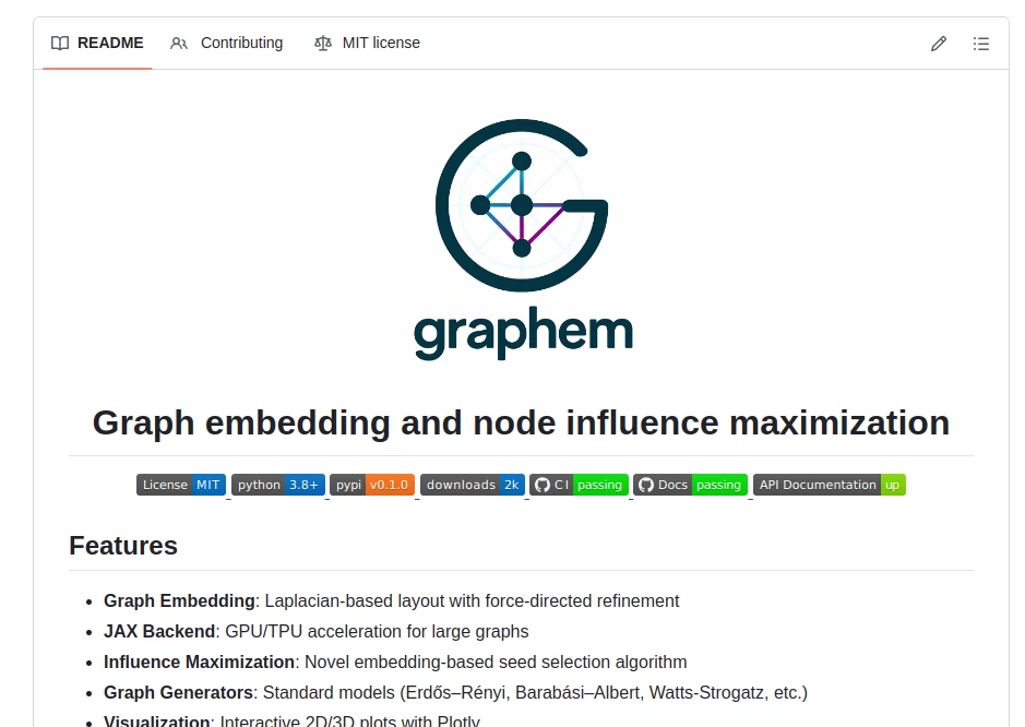Screenshot of GraphEm-JAX – An AI tool in the ,AI Data Mining ,AI Developer Tools ,AI Research Tool ,Other ,Github Repos  category, showcasing its interface and key features.