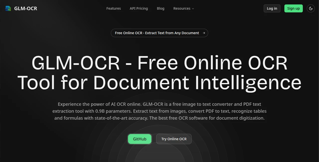 Screenshot of GLM-OCR Online OCR Tool – An AI tool in the ,AI Document Extraction ,AI PDF ,AI Documents Assistant ,AI Files Assistant  category, showcasing its interface and key features.