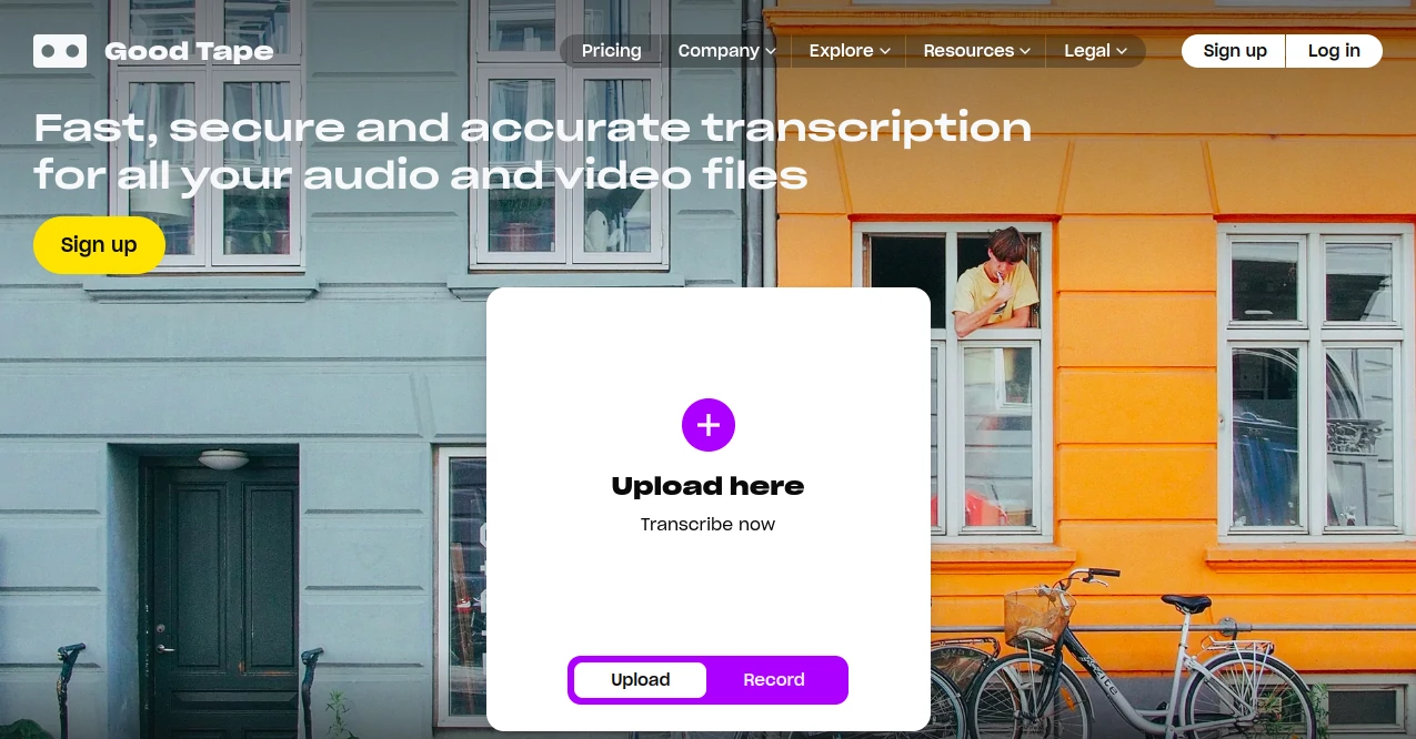 Screenshot of Good Tape – An AI tool in the ,AI Transcription ,AI Audio Enhancer ,AI Speech to Text ,AI Productivity Tools  category, showcasing its interface and key features.