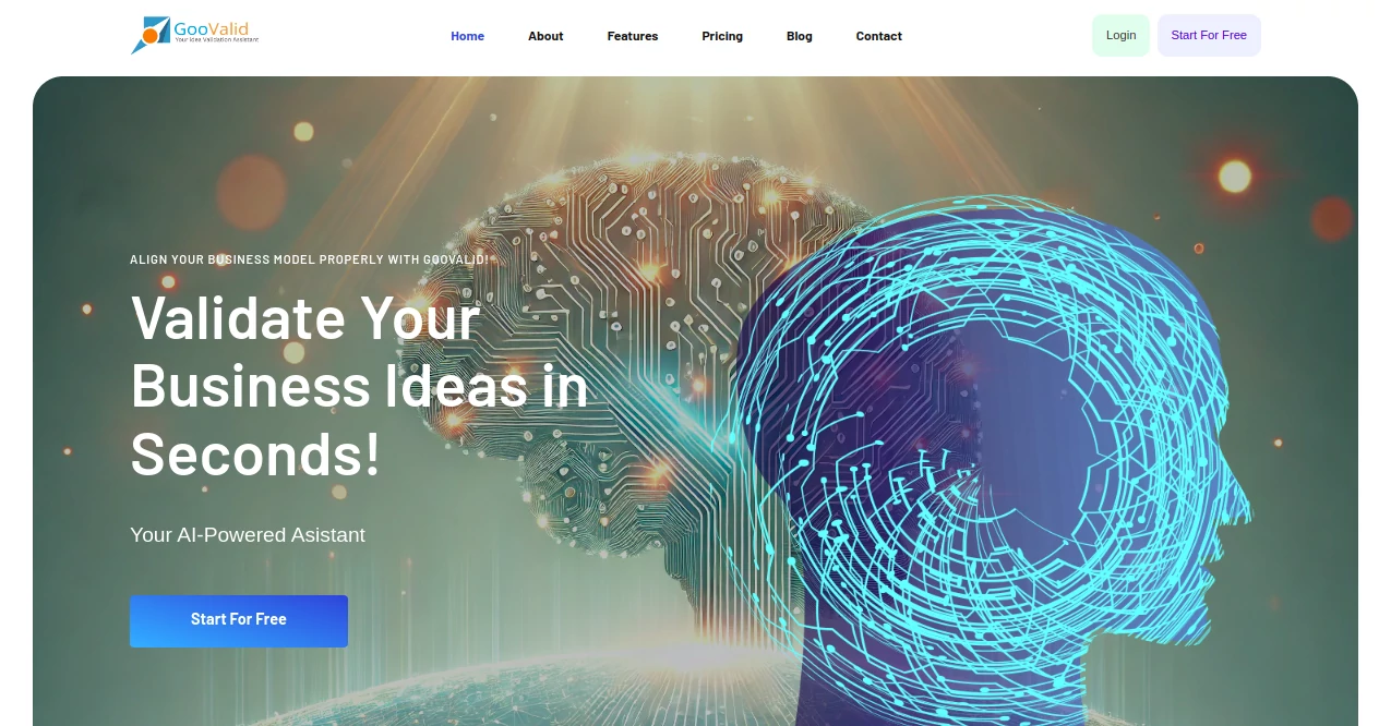 Screenshot of goovalid – An AI tool in the ,AI Product Description Generator ,AI Research Tool ,AI Business Ideas Generator ,AI Marketing Plan Generator  category, showcasing its interface and key features.