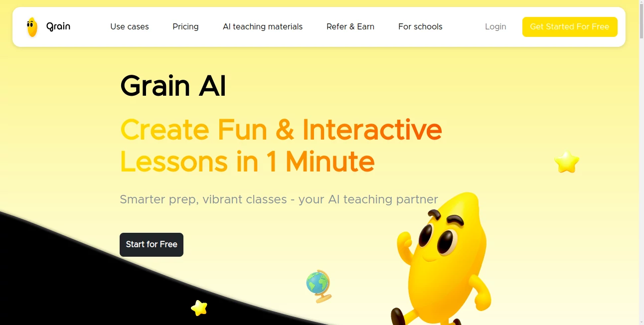 Screenshot of Grain AI – An AI tool in the ,AI Tutorial ,AI Course ,AI Quizzes ,AI Education Assistant  category, showcasing its interface and key features.