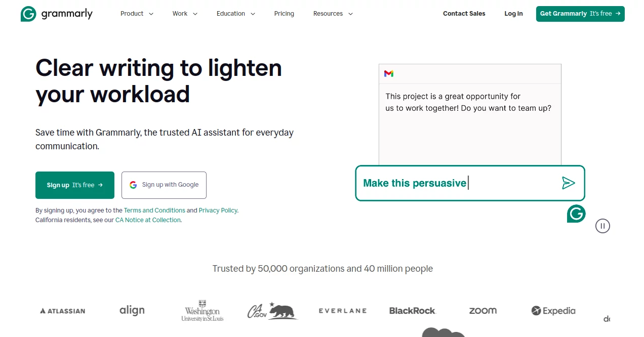 Screenshot of Grammarly – An AI tool in the ,AI Writing Assistants ,AI Grammar Checker  category, showcasing its interface and key features.