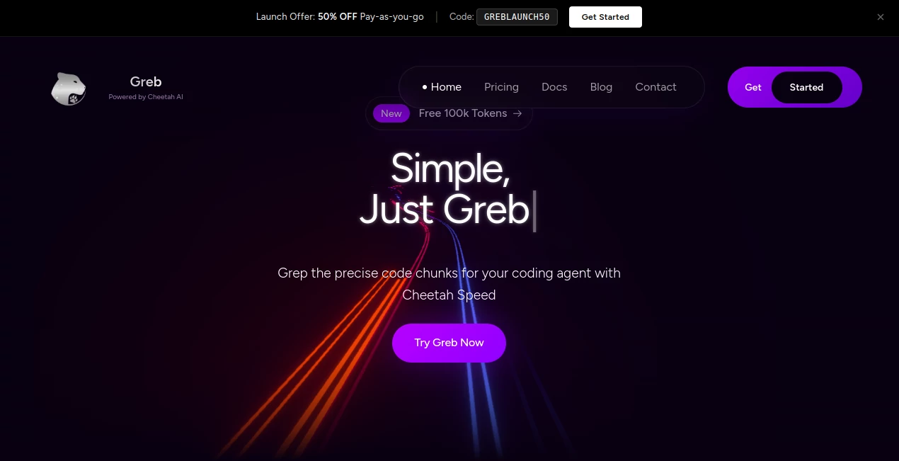 Screenshot of Greb – An AI tool in the ,AI Code Assistant ,AI Code Explanation ,AI Developer Tools  category, showcasing its interface and key features.