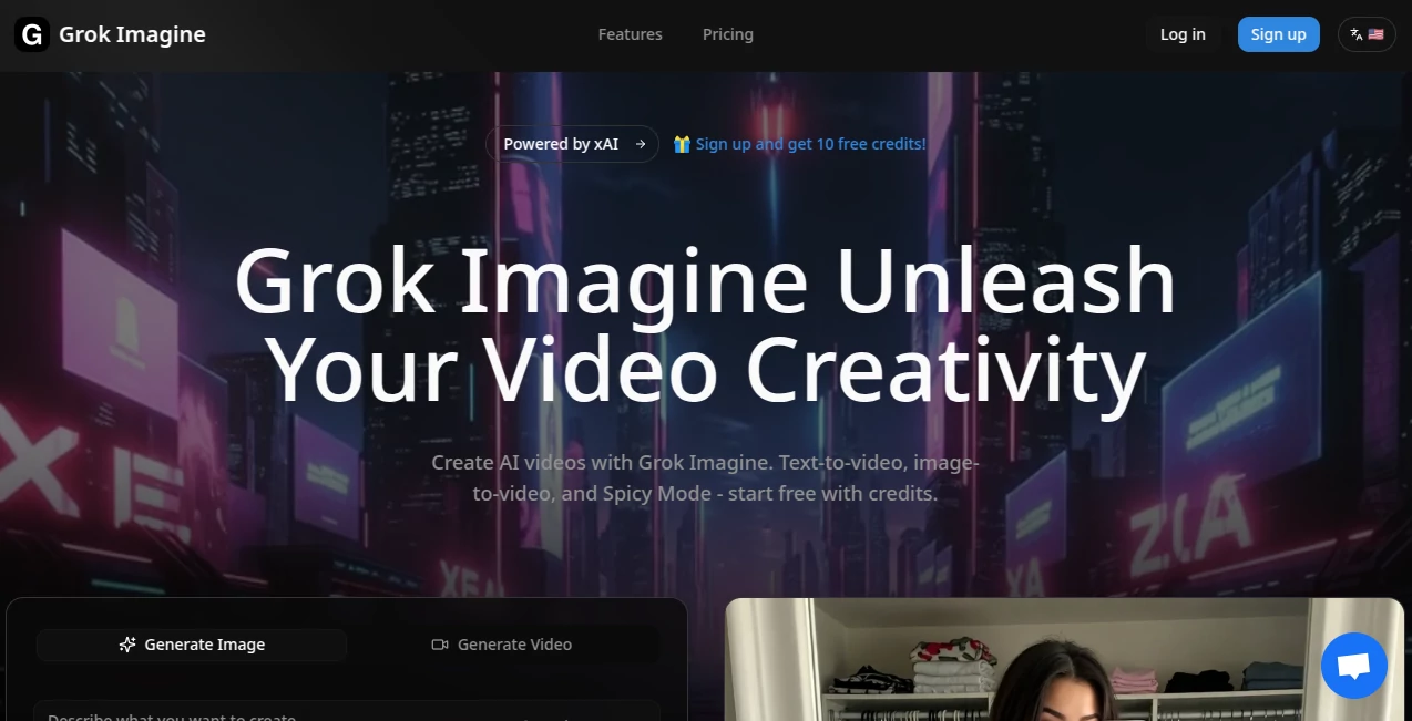 Screenshot of Grok Imagine – An AI tool in the ,AI Photo & Image Generator ,AI Art Generator ,AI Design Generator ,AI Text to Image  category, showcasing its interface and key features.