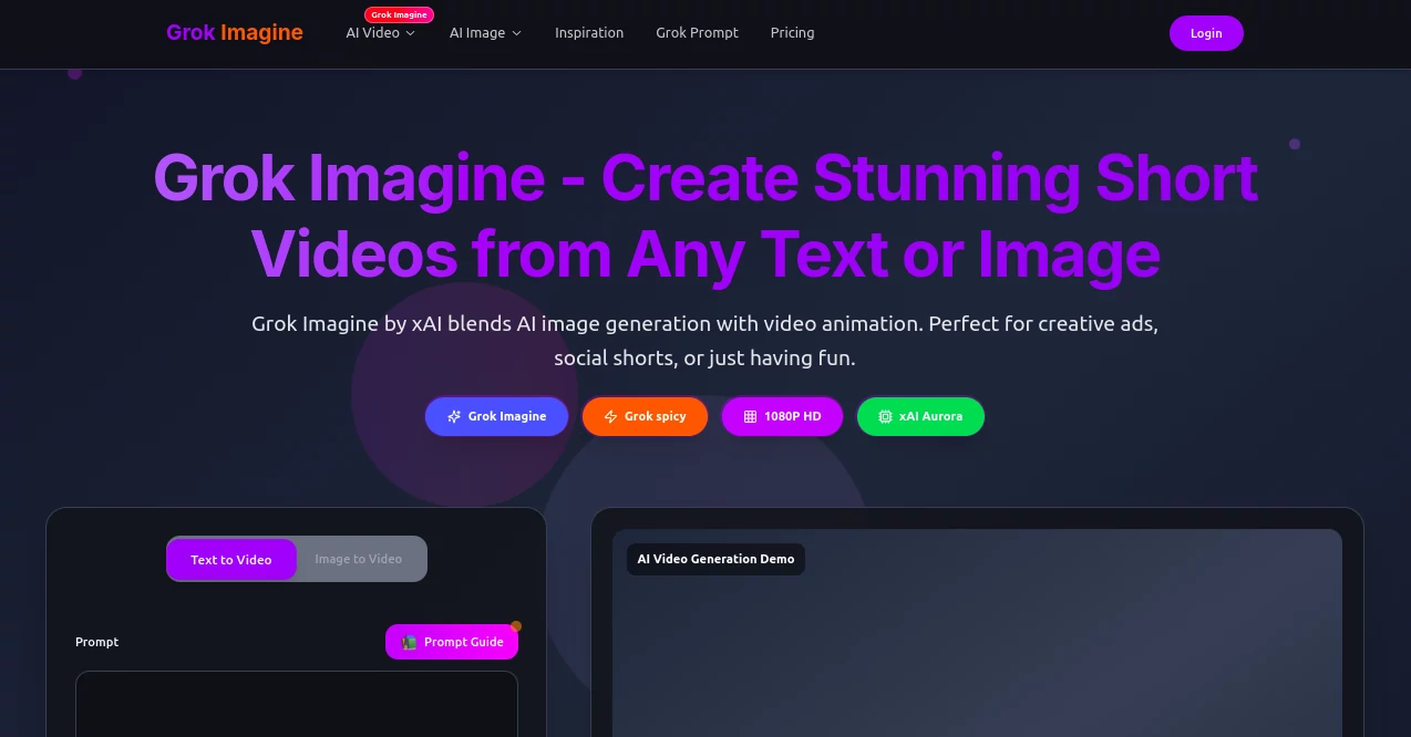 Screenshot of Grok Imagine – An AI tool in the ,AI Photo & Image Generator ,AI Art Generator ,Design & Art  category, showcasing its interface and key features.