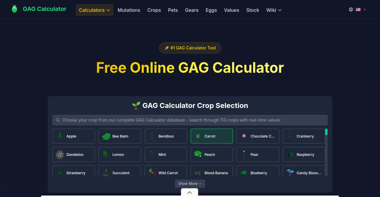 Screenshot of grow a garden calculator – An AI tool in the ,Other  category, showcasing its interface and key features.
